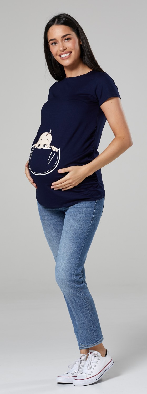 Women's Maternity Baby in Pocket Print T-shirt Top Tee Shirt Happy Mama 501p 