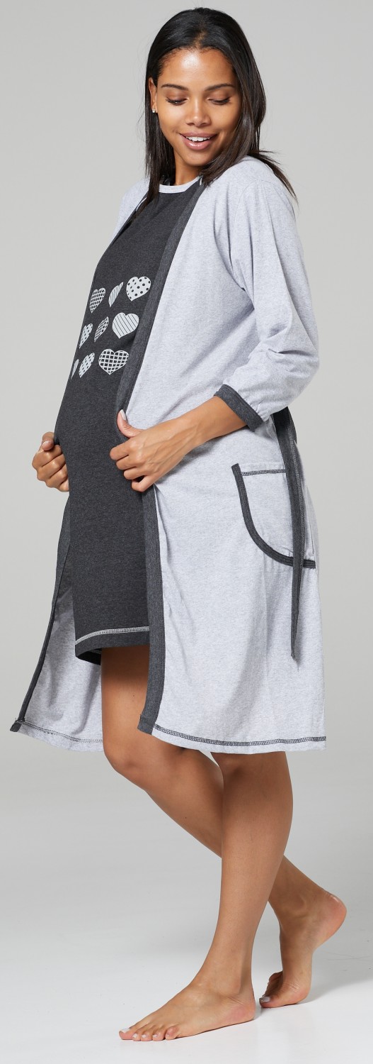 HAPPY MAMA Womens Maternity Nursing Buttoned Printed Nightshirt//Robe 1169