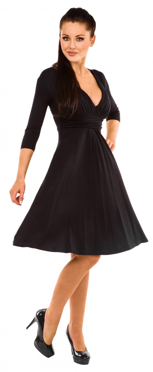 Zeta Ville Womens Empire Waist Pleated A Line Skater Dress 34 Sleeve 401z Ebay 6992