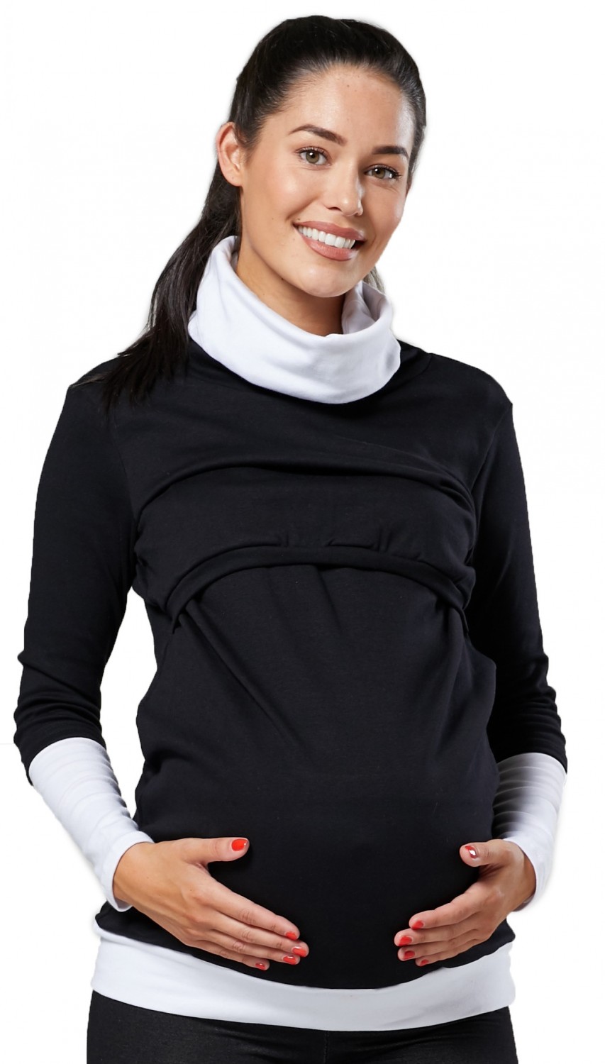 Happy Mama Womens Nursing Sweatshirt Cowl Neck Contrast Detail Maternity 348p 