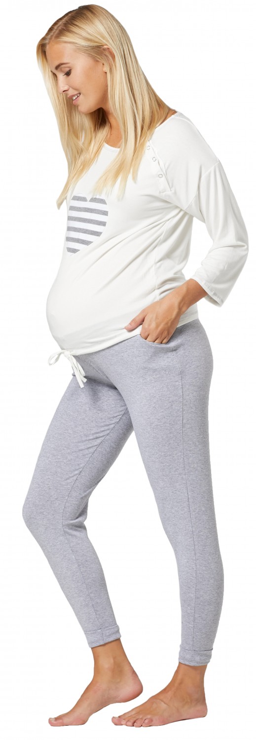 HAPPY MAMA Womens Maternity Nursing Pyjamas Sleepwear Set Top Capri Pants 1016