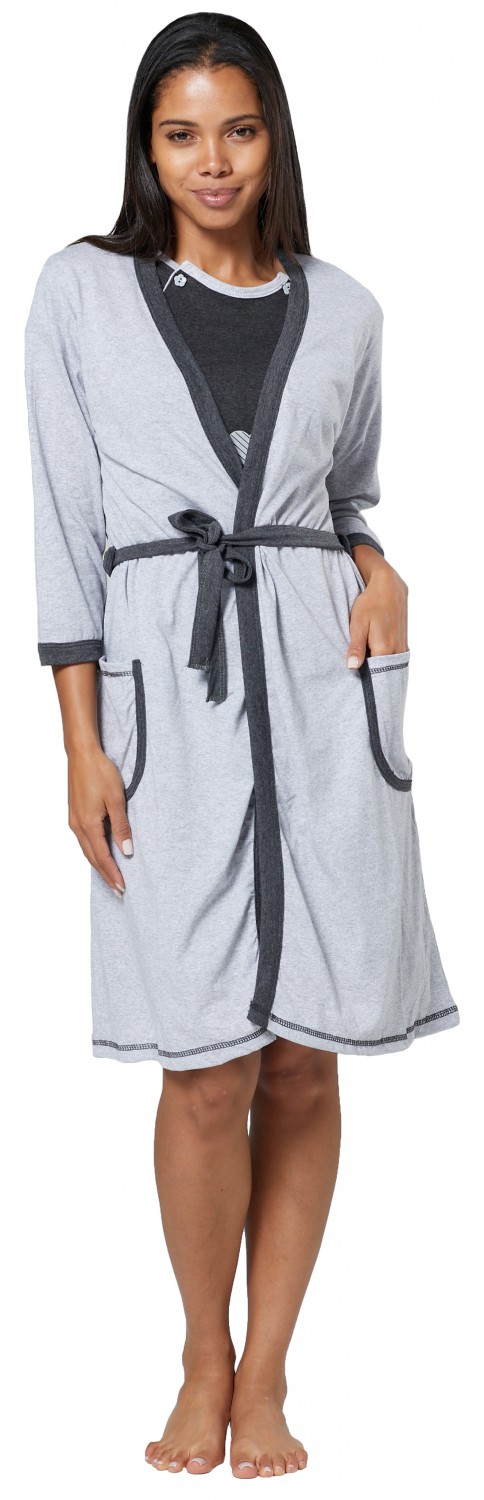 HAPPY MAMA Womens Maternity Nursing Buttoned Printed Nightshirt//Robe 1169
