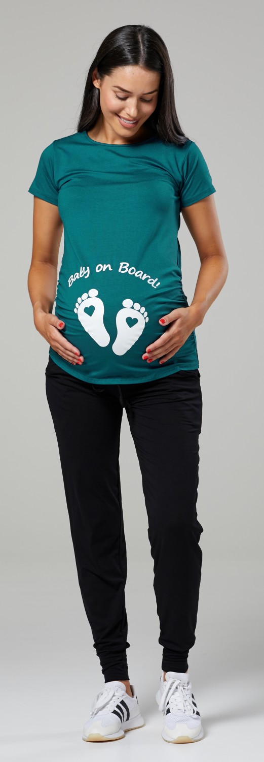 Bottle Green, UK 14/16, 2XL Happy Mama Womans Maternity Slogan Little Feet Funny Print Top T-Shirt 199p