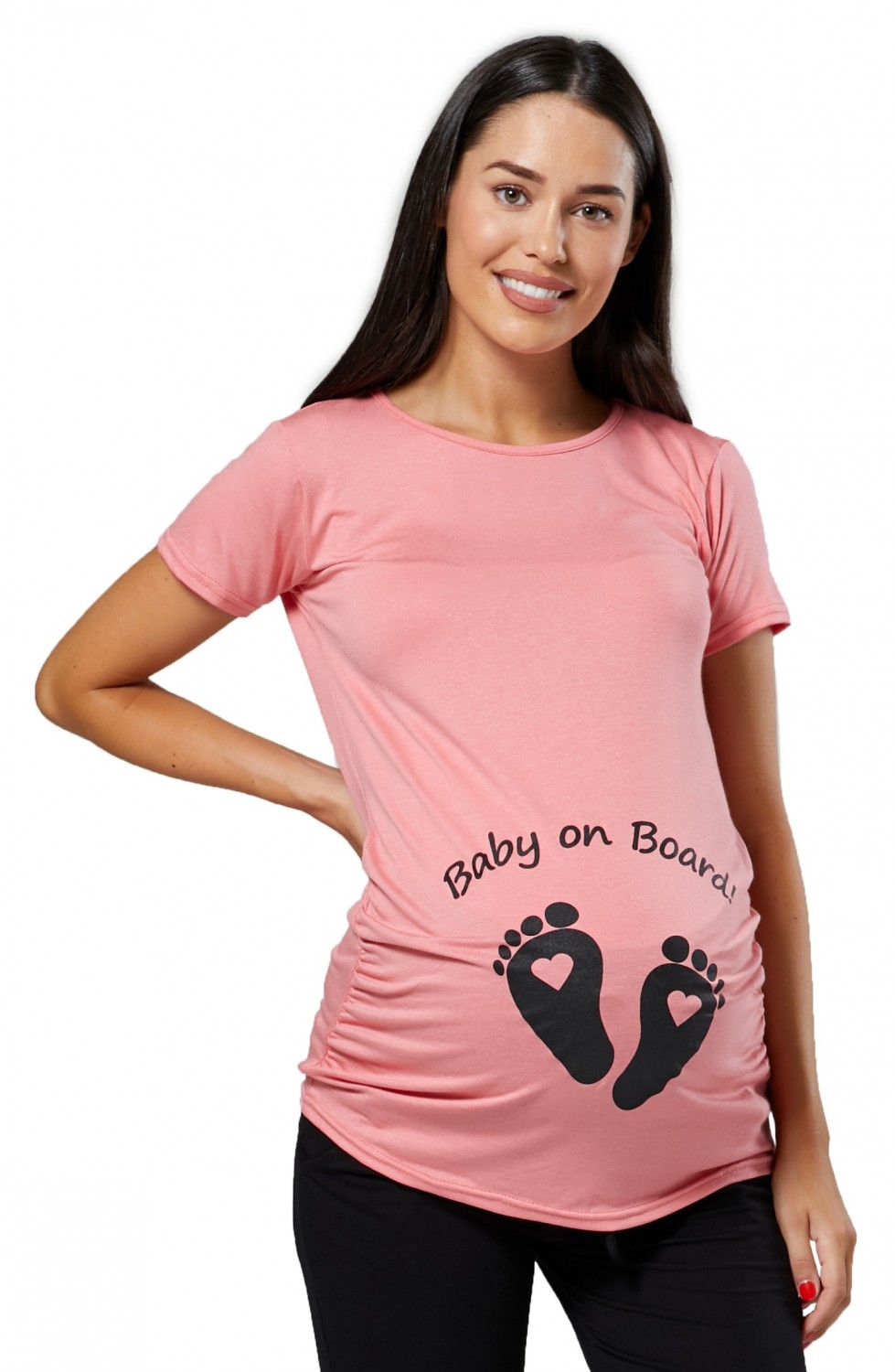 Happy Mama. Woman's Maternity Slogan Little Feet Funny Print Top T ...