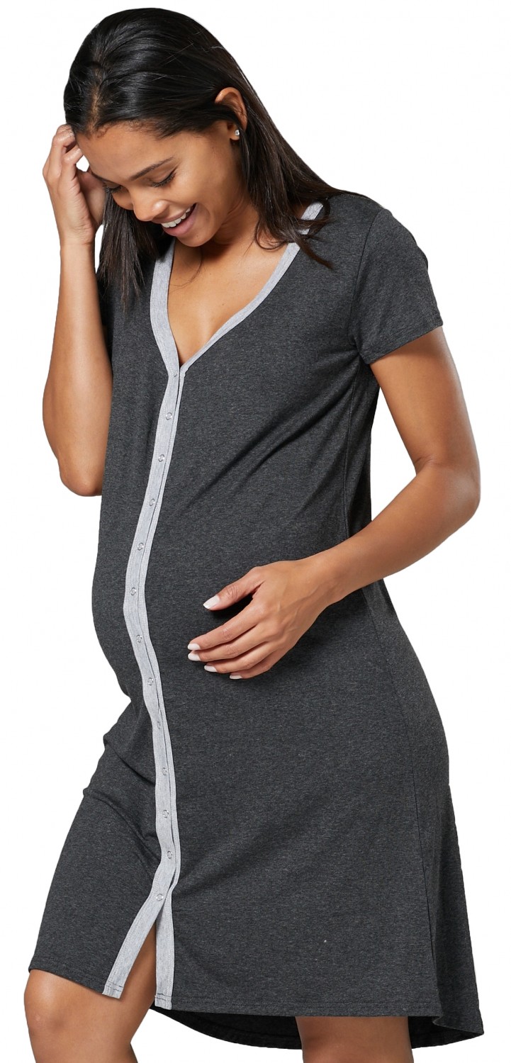 HAPPY MAMA Women's Maternity Nursing Nightshirt Printed Open Nightwear 1138 