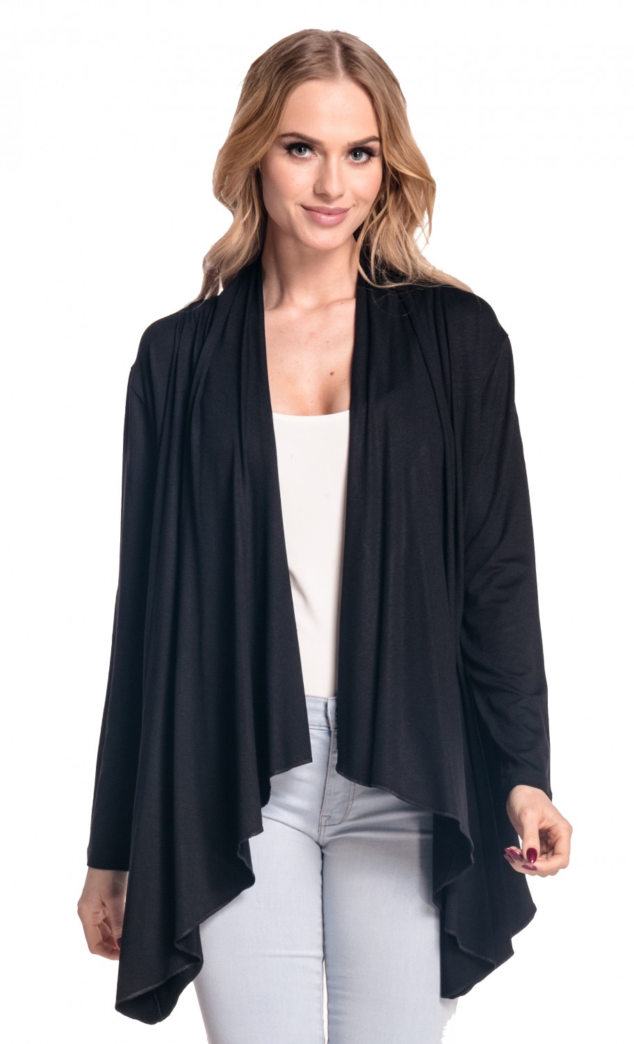 Zeta Ville Women's Waterfall Jacket Cardigan Cape Draped Blazer Top S ...