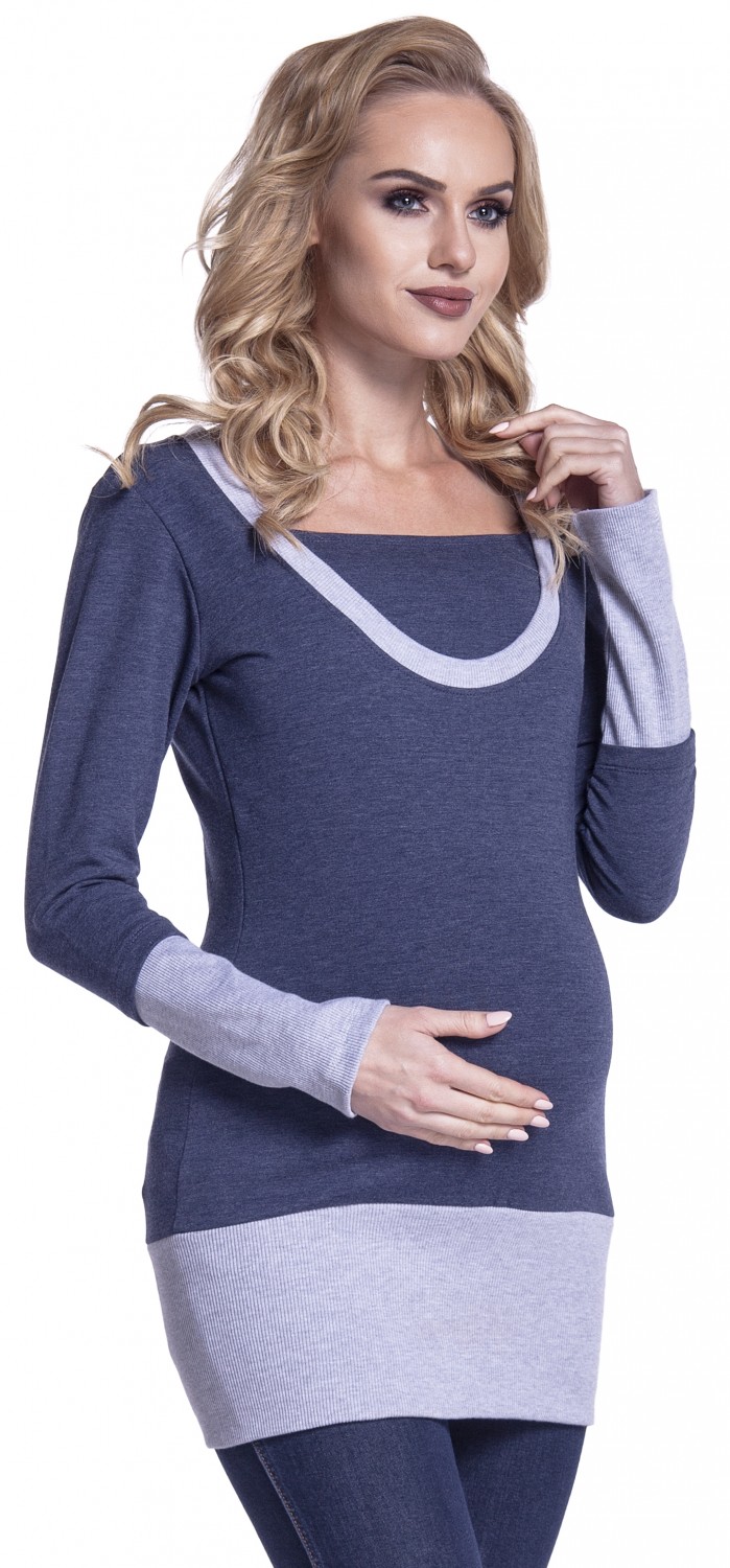 Happy Mama Womens Nursing Layered Sweatshirt Contrast Details Maternity 457p