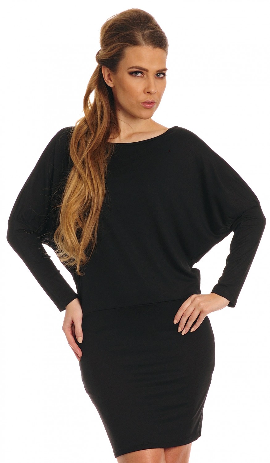 Glamour Empire. Women's Baggy Loose Top Drop Waist Dolman Sleeve Dress. 132