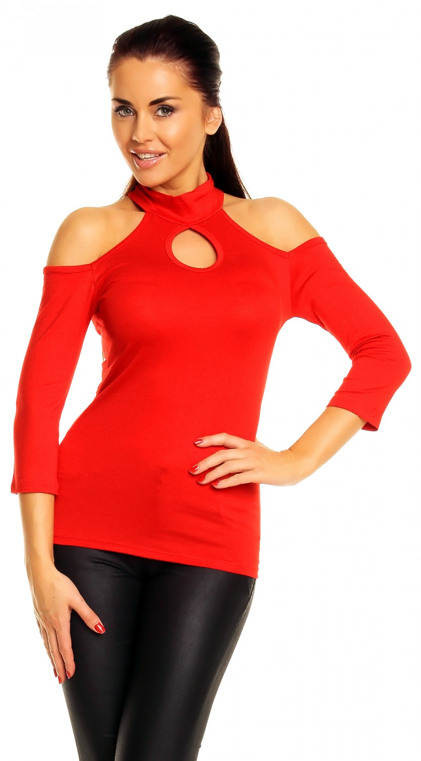 Zeta Ville Women’s Bodycon ¾ Sleeve Open Arms Keyhole Blouse Top Jumper ...