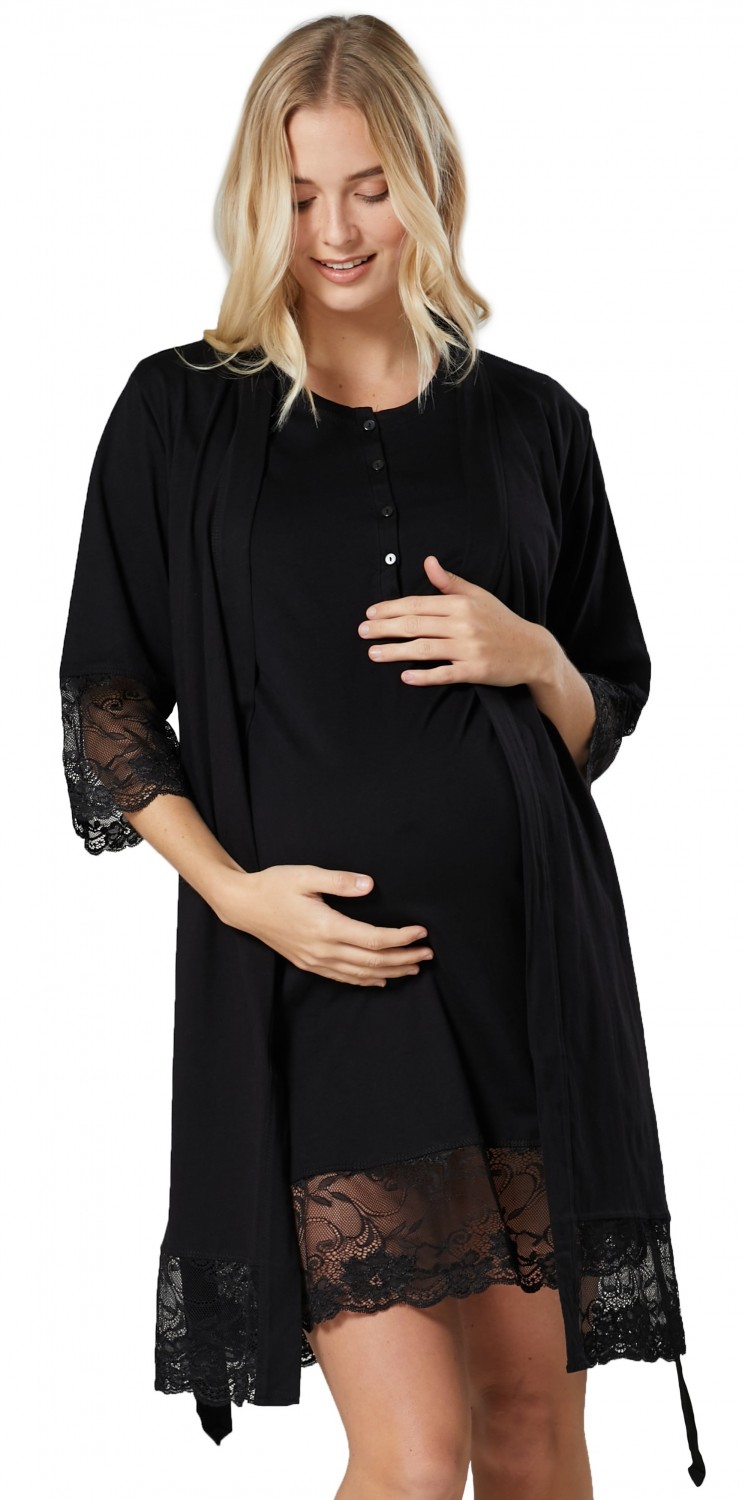 HAPPY MAMA Women's Maternity Nursing Buttoned Printed Nightshirt/ Robe 1169 