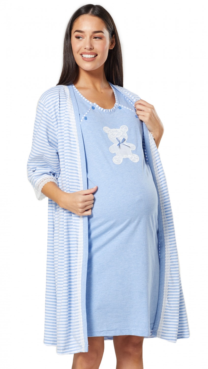Happy Mama Women's Maternity Hospital Gown Robe Nightie Set Labour & Birth 1275 | eBay