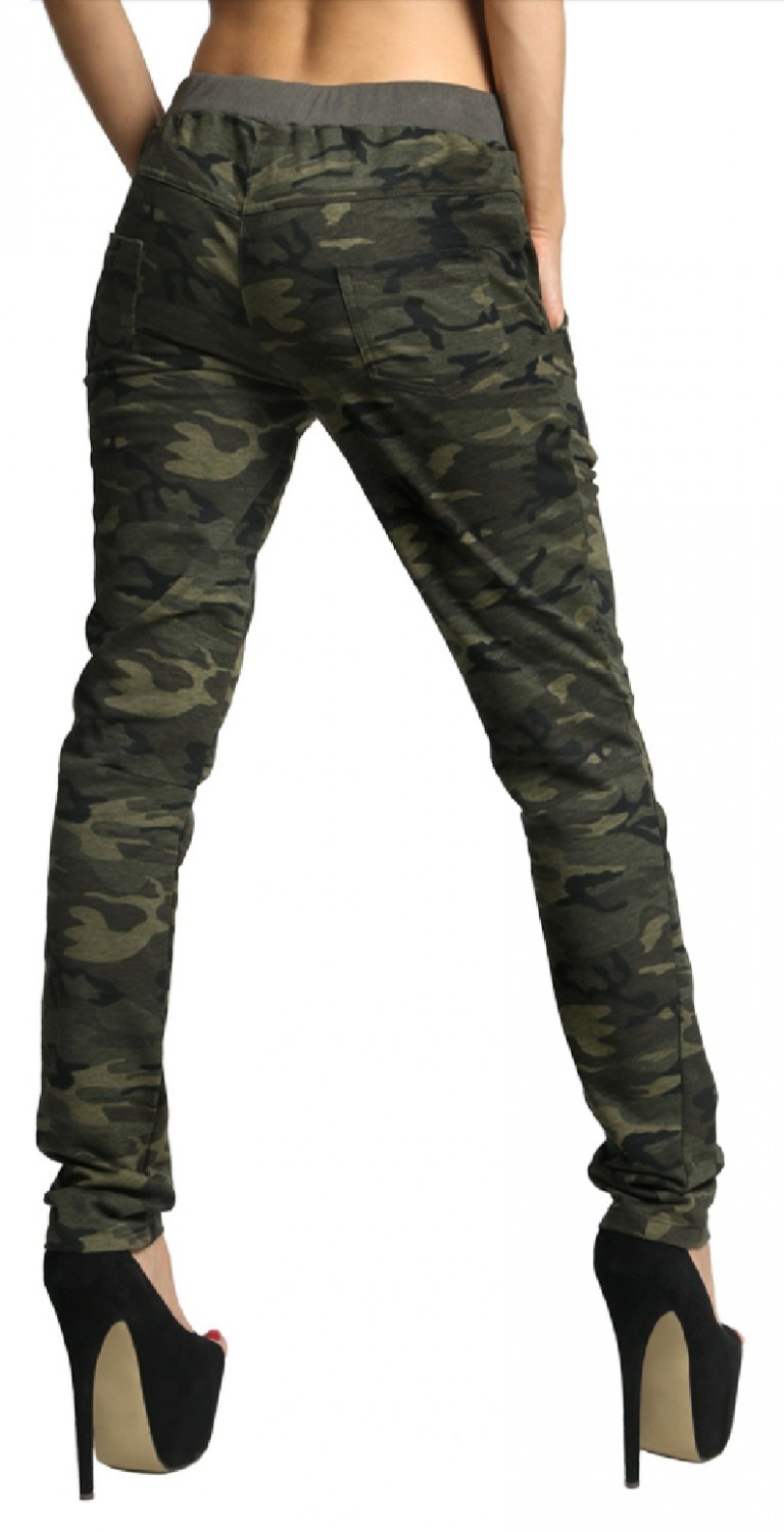 Zeta Ville - Women's Treggings Pants Trousers Camouflage Pattern ...