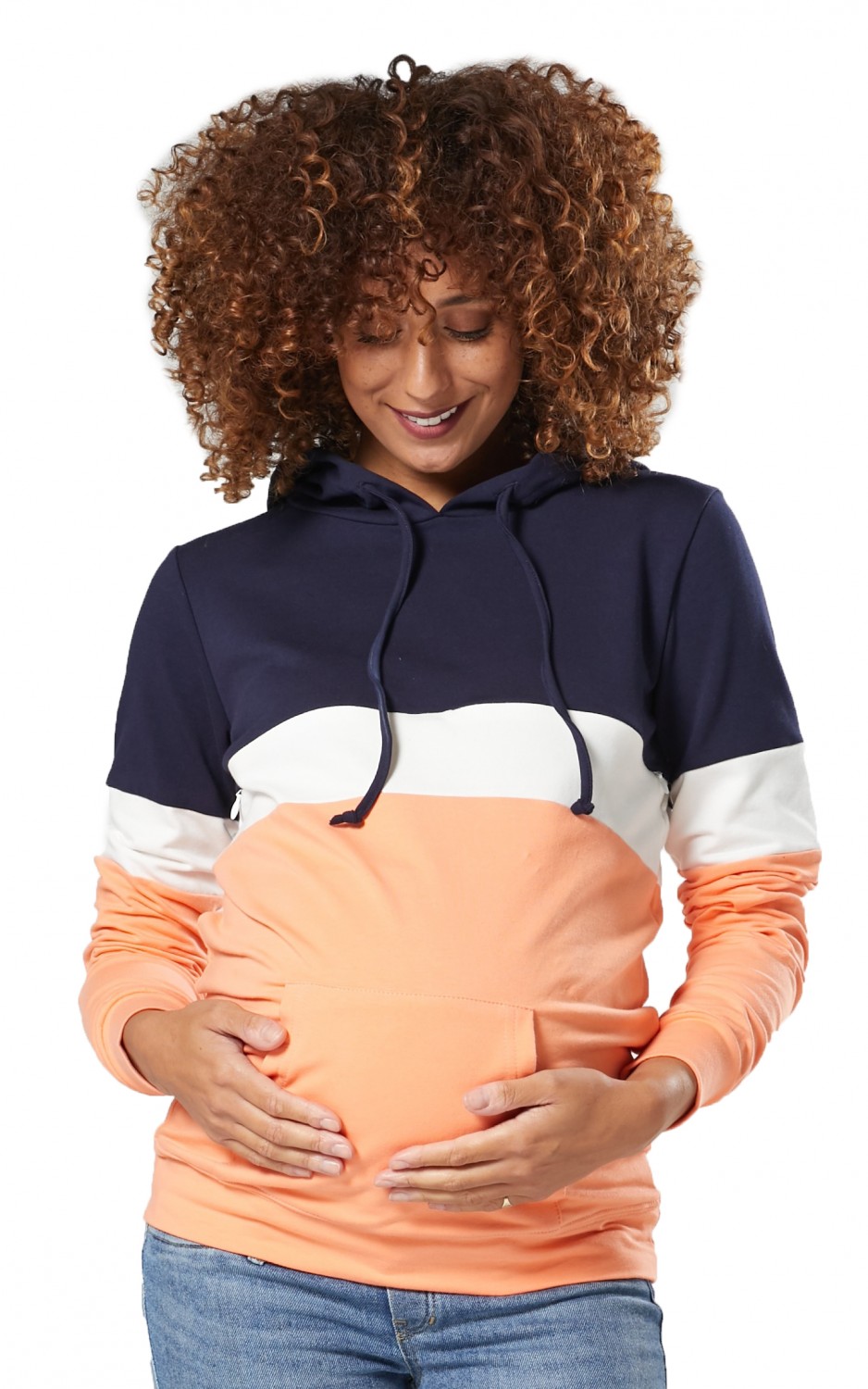 503p Happy Mama Women's Nursing Hoodie Breastfeeding Colour Block Maternity