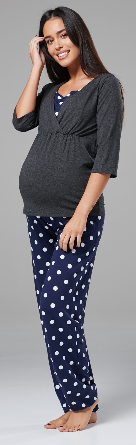Womens Maternity Top Nursing Breastfeeding Pyjamas Nightwear 201p HAPPY MAMA