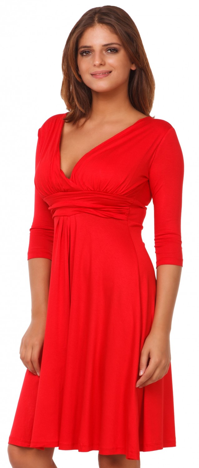 Glamour Empire. Women's Wrap Pleated Dress V-Neck Jersey with Empire ...
