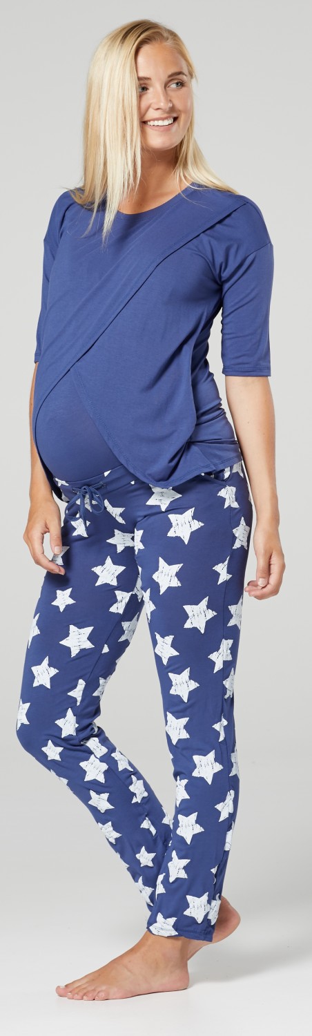 HAPPY MAMA Women's Maternity Nursing Pyjama Loungewear Set Crossover Front 1021