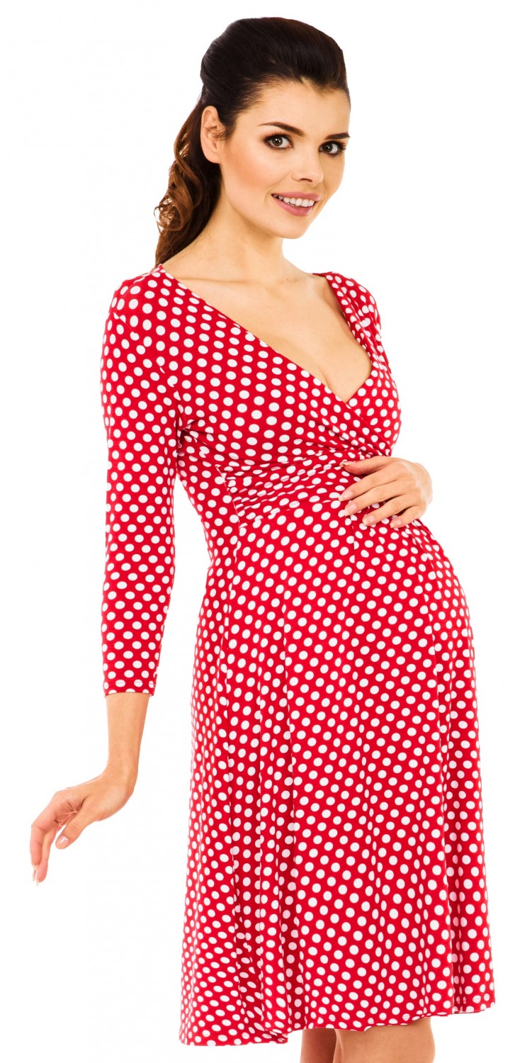 Zeta Ville Women's Maternity Wrap V-neck Polka Dot Dress Summer Spot ...