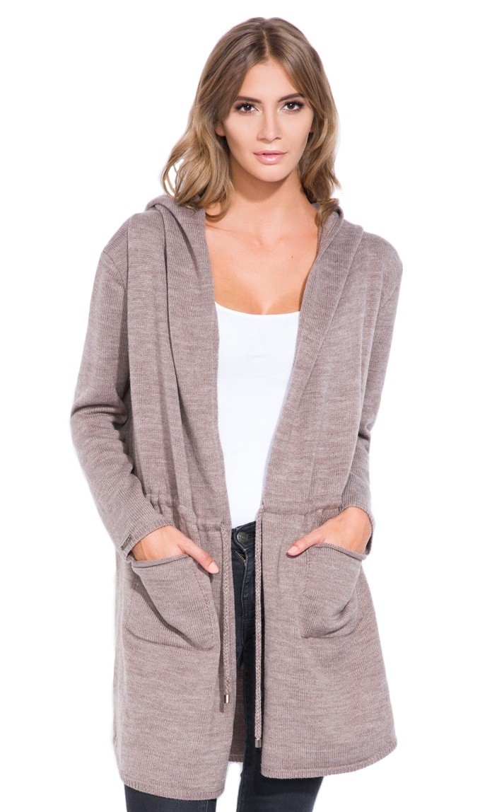 FOBYA - Women's coat hooded cardigan knit cardi pockets drawstring ...