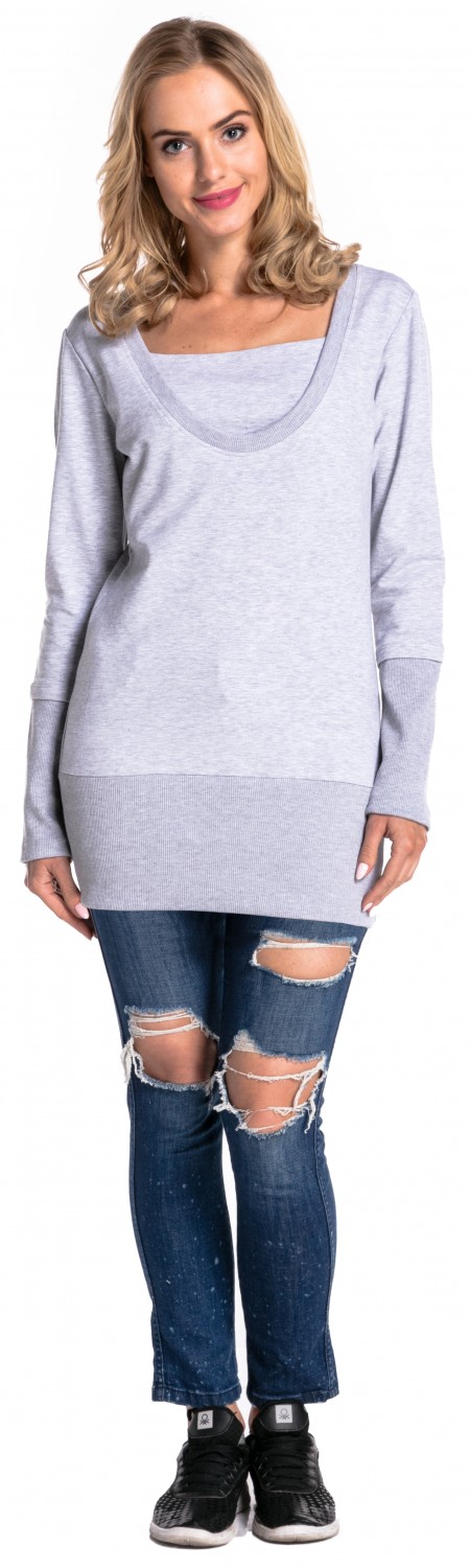 Happy Mama Womens Nursing Layered Sweatshirt Contrast Details Maternity 457p