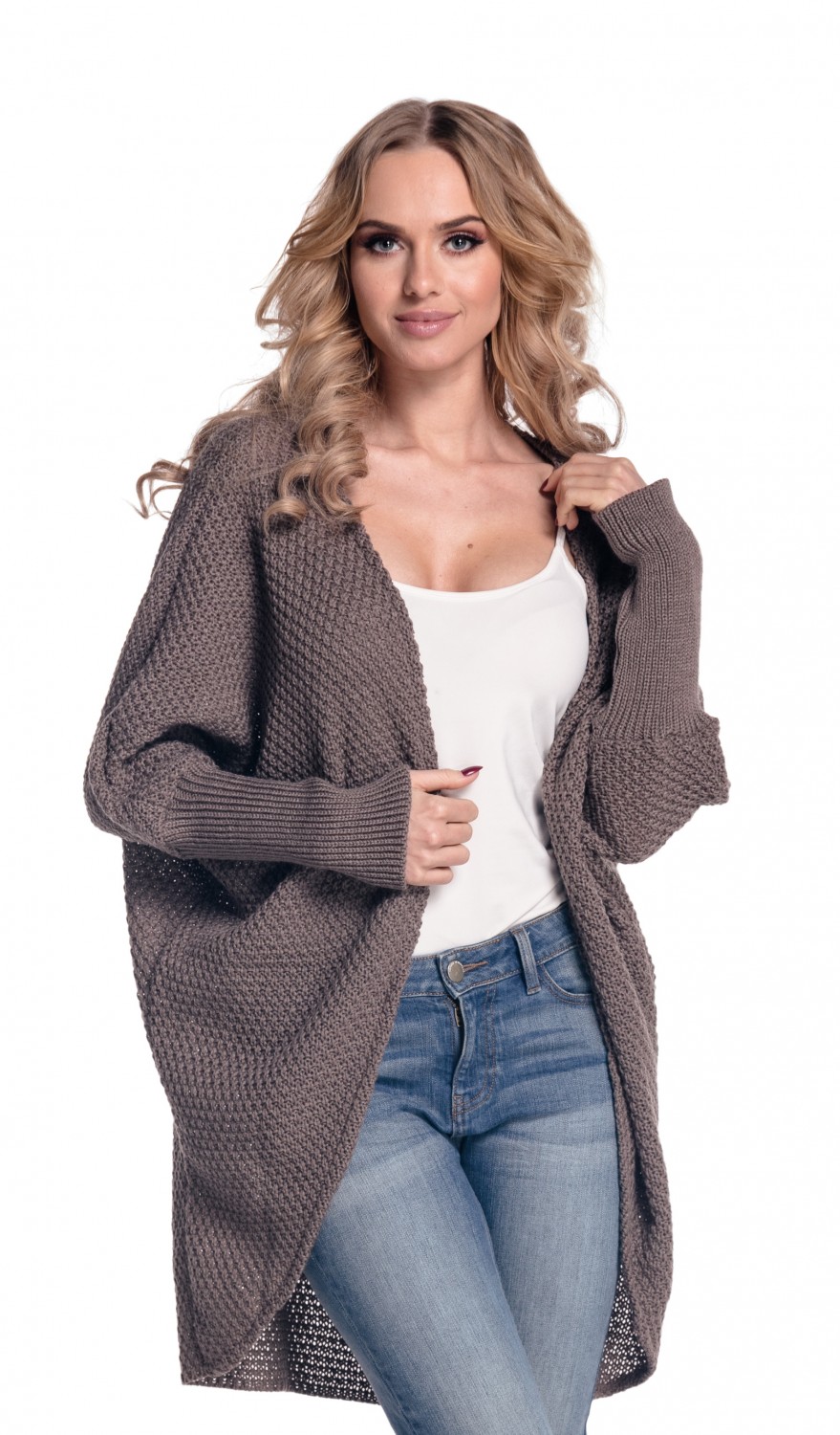 Glamour Empire. Women's Warm Buttonless Cardigan Chunky Textured Knit ...