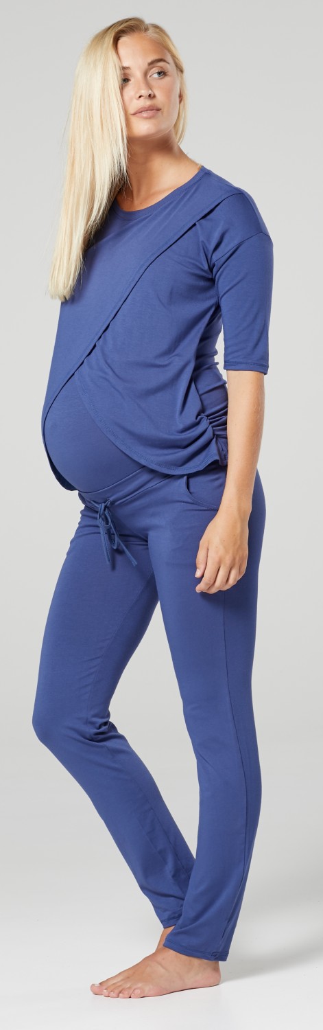 HAPPY MAMA Women's Maternity Nursing Pyjama Loungewear Set Crossover