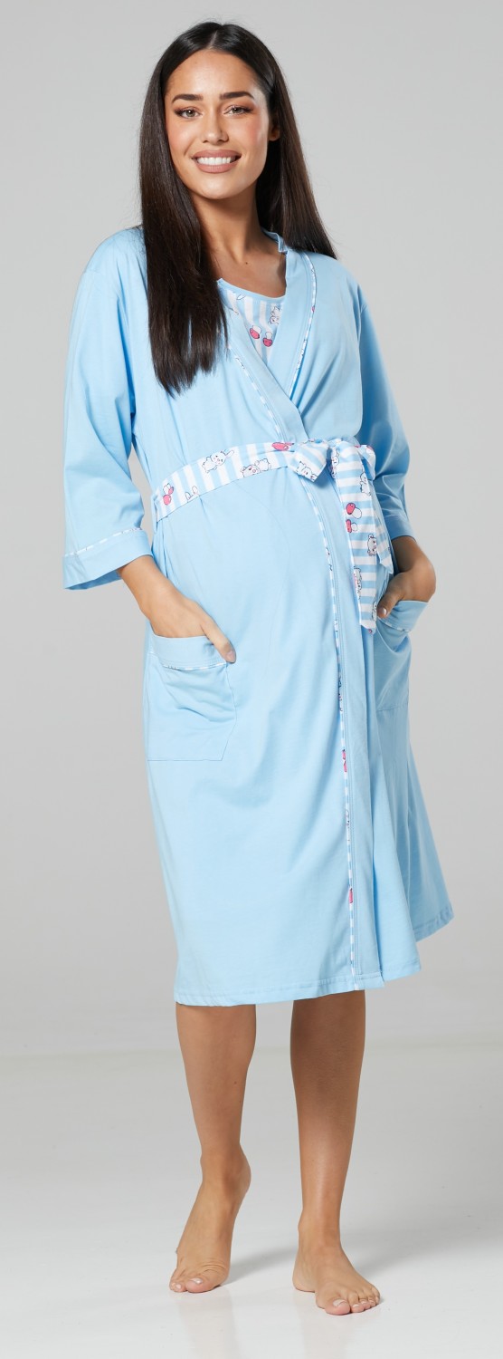 696p Happy Mama femmes Maternité Nursing robe nouée sur le Devant Poches Latérales 