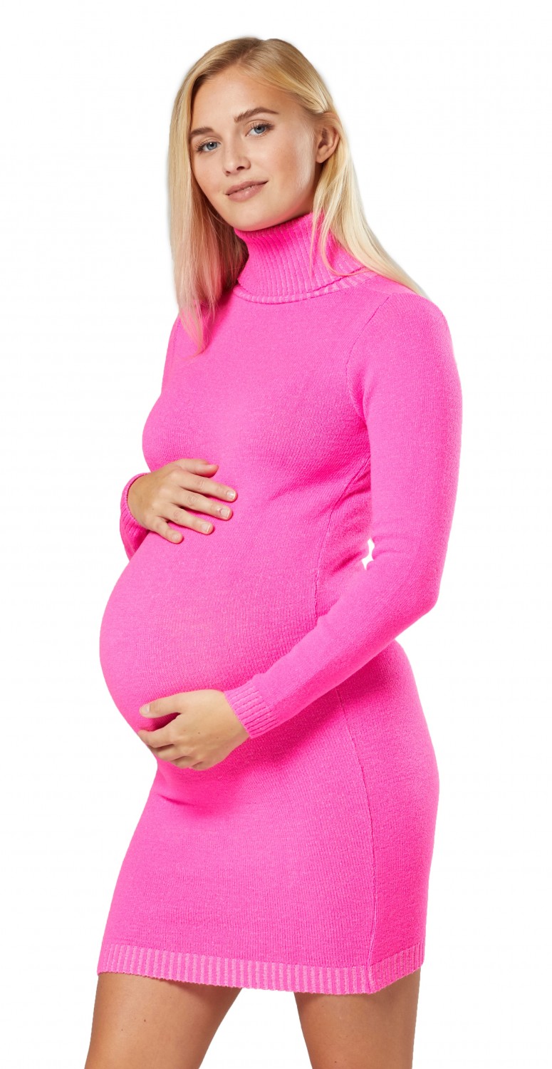 888p Happy Mama Women's Maternity Stretchy Knitted Dress Roll Neck Bodycon 